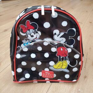 Bioworld Disney Mickey & Minnie Mouse Mini Backpack Clear Polka Dot Theme Park